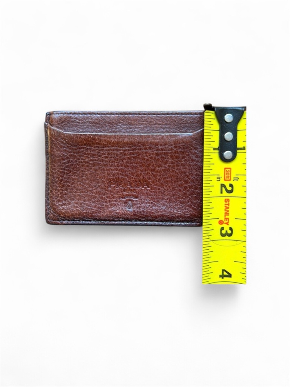 Prada Slim Minimalist Card Holder - Brown Leather - Picture 3 of 4